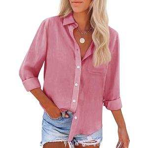 Womens Button Down Shirts Cotton Dress Shirts Oxford Shirts Long Sleeve Work Blouses Collared Tops Tunics with Pocket Camel Pink S Womens Button Down Shirts Cotton Dress Shirts Oxford Shirts Long Sleeve Work Blouses Collared Tops Tunics with Pocket Camel Pink S
