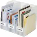 TEHAUX Desktop File Organizer Rack 3-Pack 10.62X9.44X3.54In Vertical Document Holder Office File Stand Compact Plastic Storage Racks for Desk Papers Books