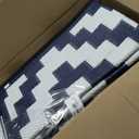 OLANLY Waterproof Outdoor Rug 8x10 ft, Outdoor Plastic Straw Rug for Camping, RV Mat Outside, Indoor Outdoor Carpet for Porch, Deck, Backyard, Balcony, Picnic, Navy & White