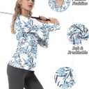 FKEEP Women's Tennis Golf Shirt Long Sleeved Top Sport Activewear V-Neck Workout Athletic (Blue, XS)