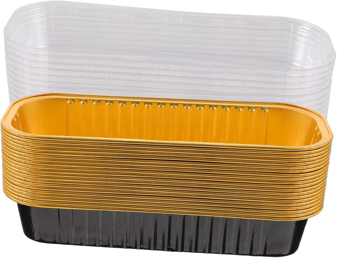 20pcs Mini Loaf Pans Aluminum Foil Baking Pans Lids Non-toxic for Baking Picnic Party