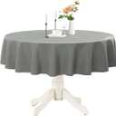 Romanstile Round Waterproof Tablecloth, Stain Resistant Washable Table Cloths Wrinkle Free Polyester Table Covers for Kitchen Dining Party Wedding Indoor and Outdoor - Light Grey, 48 Inch