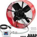15" Gable Attic Fan with Thermostat, 1650CFM Plug-and-Play Attic Gable Vent Fan with Start Capacitor for 2500 sq.ft, Quiet Attic Exhaust Fan with Thermostat & 20FT Power Cord for House Garage Shed