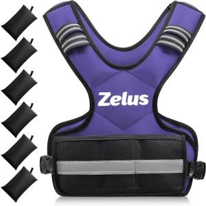 ZELUS Weighted Vest for Men and Women | 4-10lb/11-20lb/20-32lb Vest with 6 Ironsand Weights for Home Workouts | Adjustable Body Weight Vest Exercise Set for Cardio and Strength Training (Violet)