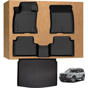 Floor Mats for Ford Bronco Sport 2021-2025 2026 (Only for Sport Version, Fuel Version), TPE Waterproof Non-Slip All Weather Protection Custom (Floor Mats & Cargo Liner)