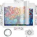 ALL4JIG 1500 Pieces Lightweight Rotating Plastic Puzzle Board with 6 Sliding Drawers and Protective Cover, 360 Lazy Susan Design, 34.25"x26.38" Portable Spinning Puzzle Table for Adults, Ideal Gift