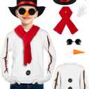 SOMSOC 8 Pack Snowman Costume kids Winter Frosty Costume Set with Hat Carrot Nose Glasses Scarf Gloves for Cosplay (11-12 Years)