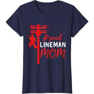 Proud Lineman Mom Electric Cable gift for Mother day T-Shirt
 S