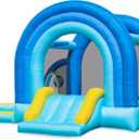 Outfunny Bounce House with Slide, Inflatable Bouncy House for Kids 3-12 w/Ball Pit, Outdoor & Indoor, Bounce Area 8'x8', Capacity 400 lb - Blue