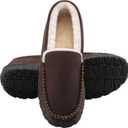 shoeslocker Mens Outdoor Slippers Moccasins for Men Warm Indoor Outdoor Brown Size 10