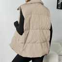 Zeagoo Women Puffer Vest Lightweight Stand Collar Sleeveless Winter Warm Zip Up Padded Outerwear Jackets with Pockets Beige XL