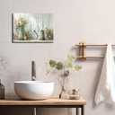 Farmhouse Flower Bathroom Canvas Wall Art Vintage Floral Decor Pictures White Daisy Flowers Watering Can Posters Prints for Bathroom Toilet Washroom Lavatory Home Decoration