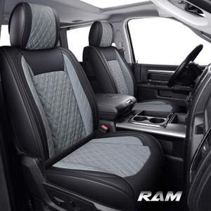 YIERTAI Car Seat Covers for Dodge Ram Fit 2009-2026 1500 2010-2026 2500 3500 Classic Bighorn Longhorn Laramie Tradesman Truck Gray Full Set