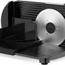 OSTBA Foldable Electric Food Slicer, Adjustable Thickness 0–15mm, 6.7” Stainless Steel Blade, 150W Motor, Portable & Easy-to-Clean, Meat, Cheese, Bread, and Vegetable Slicer for Home Kitchen, Black