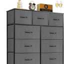 9-Drawer Dresser for Bedroom, Anti-Tip Tall Storage Organizer Chest of Drawers with Wooden Top and Metal Frame Fabric Bins for Closet, Living Room, Hallway, Entryway, Gray, 11.8"D x 39.4"W x 40"H