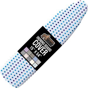 The Original GORILLA GRIP Ironing Board Cover, Silicone Coating, Full Size Scorch Resistant Padding, Elastic Edge, Heavy Duty Iron Pad Covers Standard Boards, Hook and Loop Fastener Strap, Blue Dots (15" x 54")