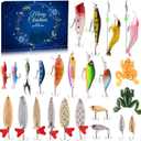Advent Calendar Fishing Christmas Countdown - 24 Days Fishing Lures Set for Fisher Adult Men Teen Boys - 2025 Xmas Surprise Gift