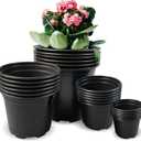 RAOOKIF 24pcs 3 4 5 6 Inch Nursery Pots Variety Pack, Flexible Plastic Plant Pots with Drainage Holes, Round Nursery Pot for Plastic Plants, Black Flower Pots (3+4+5+6 inch)