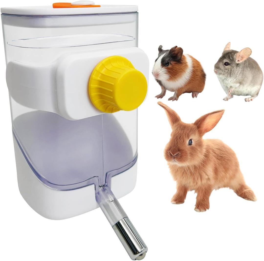 24oz Automatic Rabbit Water Dispenser for Cage Hanging Guinea Pig Water Bottle No Drip Bunny Water Feeder for Ferret Rat Hamster Chinchillaand Other Small Animals (White)