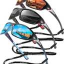 FAGUMA Sports Polarized Sunglasses For Men Cycling Driving Fishing UV400 Protection (01 Red+black+blue (3 Pack))