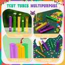 Flutesan 45 Pcs Mardi Gras Party Favors Tubes 4 Inch Candy Tubes Bulk with Cap Plastic Green Gold Purple Party Decor Container Empty Storage Gift for Carnival Liquor Plant Lab Experiment Supplies