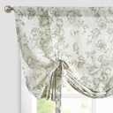 jinchan Tie Up Valance Curtain Floral Linen for Window Farmhouse Valance 54 Inch Peonies Botanical Short Window Treatment Adjustable Length for Kitchen Living Room Light Filtering 1 Panel Sage Green
