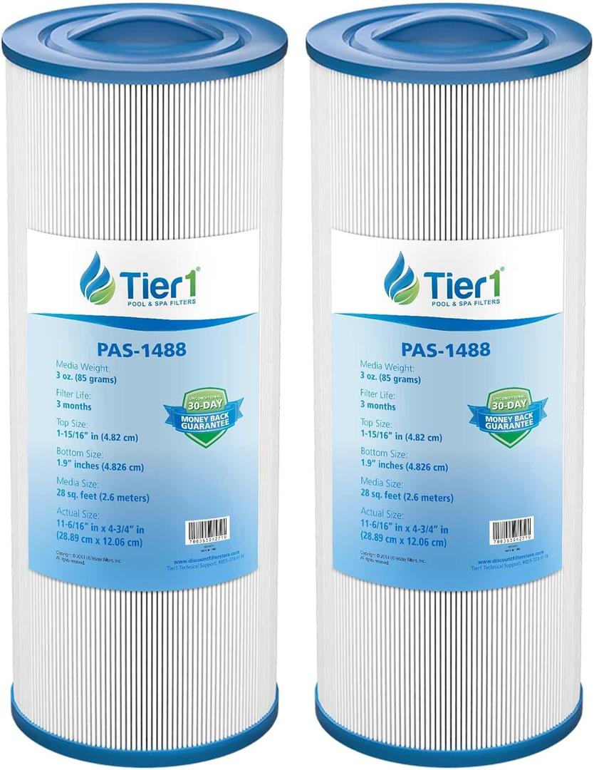 Tier1 Spa Filter Cartridge Replacement for Saratoga Spa  2 Pack | Compatible with PSG27.5P2, FC-0197, 817-0014 | 11-3/8" x 4-3/4" | Trilobal Fabric | Washable & Reusable | High Flow Filter