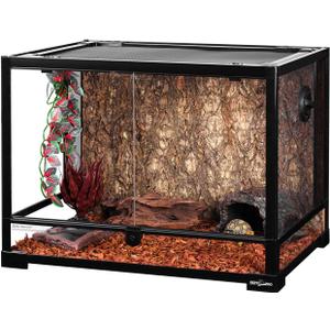 REPTI ZOO Large 34 Gallon Reptile Glass Tank,Front Opening Double Hinge Door 24" x 18" x 18", Screen Ventilation Terrarium (Backgrounds not Include)