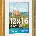 Vintage 12x16 Picture Frame,Antique Gold Photo Frames with Plexiglass Front,Ornate Picture Frames Display 8.5x11 with Mat or 12x16 Frame Without, Wall Dcor,1 Pack,Silver