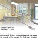 4 x Extendable Fork, Durable Stainless Steel Telescopic Fork Retractable Dinner Forks Dessert BBQ Dinner Fruit Long Handle Telescoping Fork Cutlery for Cooking 8.7-25.4Inch (One Dinner Fork)