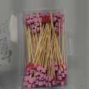 Tioncy 100 Pcs Cherry Bow Cocktail Picks Swizzle Stick Toothpicks 4.72 Inch Long Bamboo Fancy Toothpicks for Appetizers Drinks Birthday Bridal Wedding Baby Shower Party Decoration (Pink, Red)