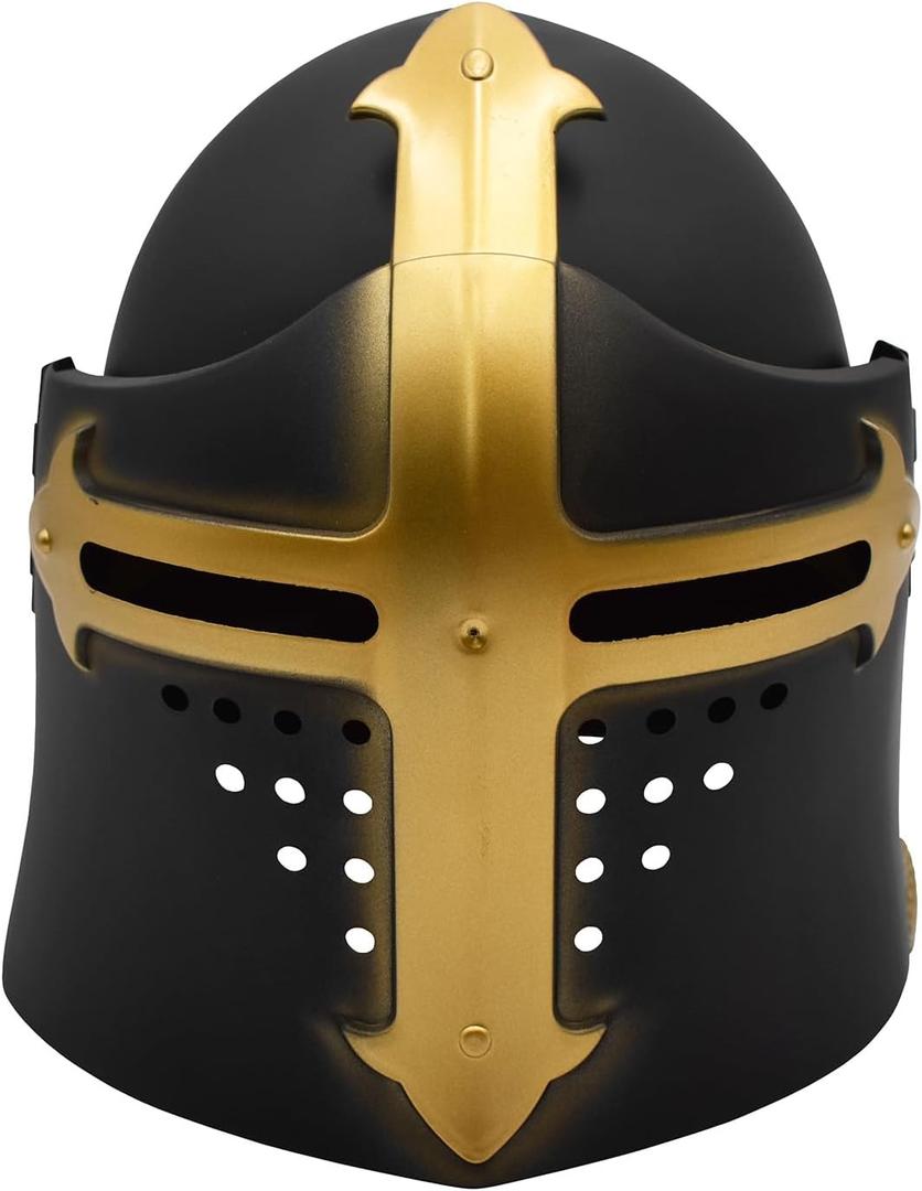 Nicky Bigs Novelties Templar Knight Helmet Adults Medieval Crusader Costume Headwear Flip-Up Face Mask Halloween Cosplay (Black)