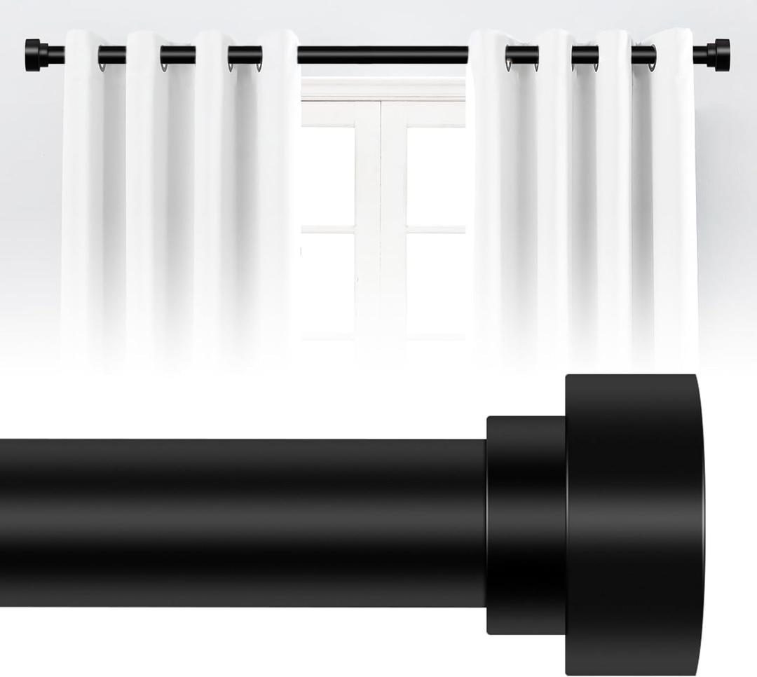 HEI! DEAR Black Curtain Rods for Windows 72 to 144 Inch(6-12ft),1 Inch Heavy Duty Curtain Rods,Adjustable Long Curtain Rod,Modern Single Drapery Rod,Telescoping Window Curtain Rod 72-150",Matte Black
