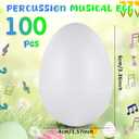 Yeshone 100 Pieces Egg Shakers Bulk Musical Instruments Percussion Maracas Egg for Kids Toys Plastic Shaker for Learning DIY Painting, Classroom Music, Rhythm(White)