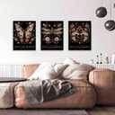 3pcs framed William Morris Wall Art Retro Insect Canvas Pictures Bee Butterfly Dragonfly Posters Prints, Botanical Nature Flower Wall Decor Paintings for Living Room Bedroom Bathroom (12x16, Black)