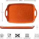 Melamine Serving Tray with Handles, 19 x 12" Vintage Rustic Large Rectangular Melamine Serving Platter for Serving Food, Breakfast Tray, Set of 2, Dishwasher Safe, Orange