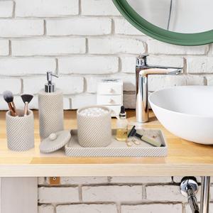 Bathroom Accessories Set, 4 Piece Bathroom Accessory Set, Organizer for Modern Bathrooms(Beige)