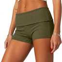 ONLYSTORY Women's Fold Over Shorts Y2K Micro Mini Shorts Elastic Waist Lounge Pajama Bottoms 2026 Summer Yoga Athletic Short, Small