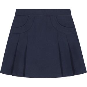 Nautica Girls' School Uniform Pleated Pull-on Scooter Skirt with Undershorts, Knit Waistband & Functional Pockets (Blue, M)