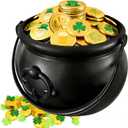 109oz St Patricks Cauldron Set,Portable Witch Candy Pot Bucket for Gold Decoration Halloween Trick or Treat Party Supplies with 70MM Clear Plastic Balls NO COINS INSIDE