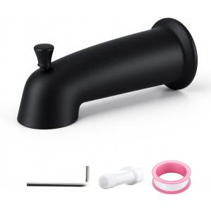 Slip On Bathtub Spout with Diverter, Extra Long 6 Inch Bathtub Spigot, Shower Spout with PTFE Tape & Hex Wrench, Fits for 1/2" IPS Threads,Matte Black