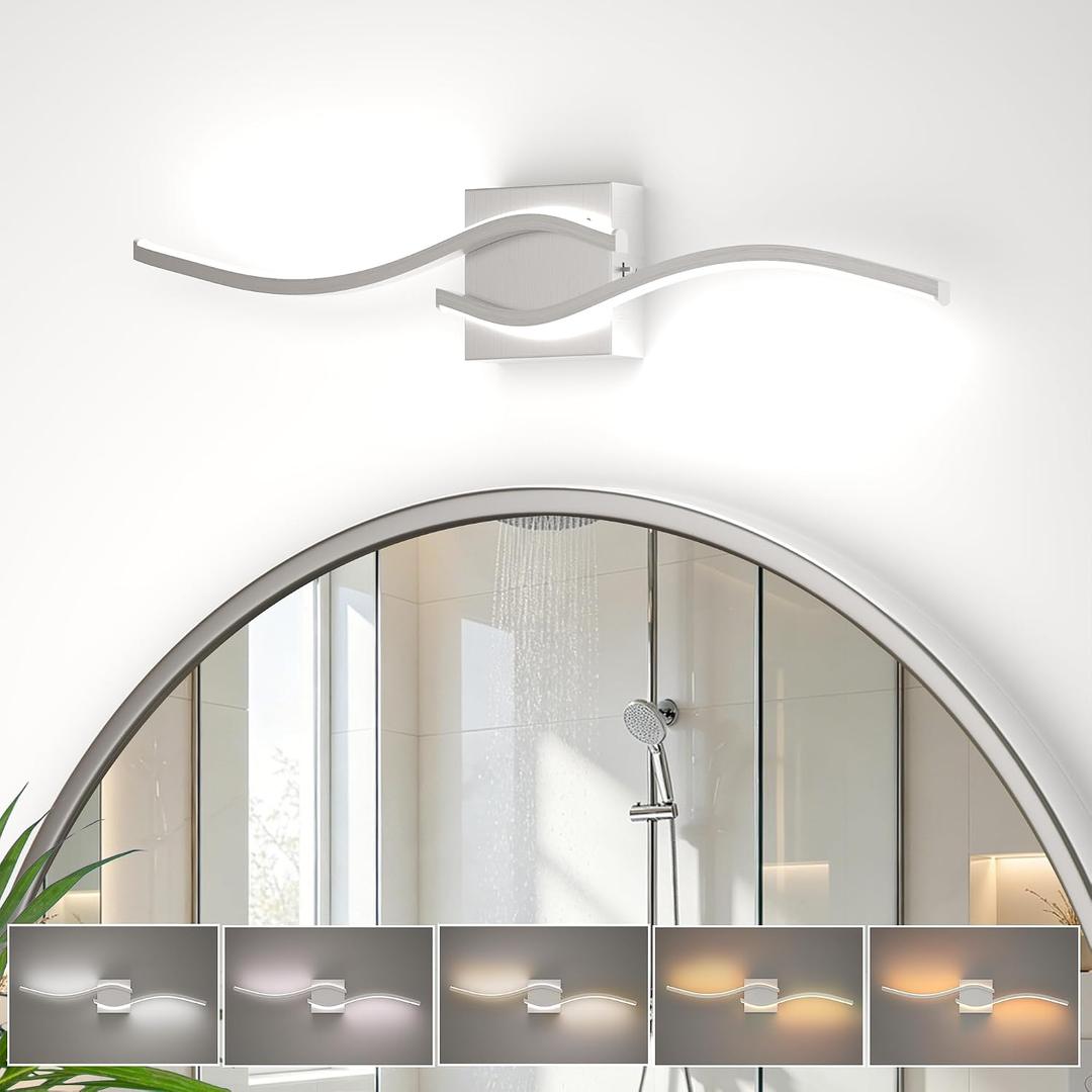 23inch Led Bathroom Vanity Light Bar, Brushed Nickel 5CCT Dimmable 2700-6500K Vanity Lights for Bathroom, Modern Bathroom Light Fixtures Over Mirror Led Lighting Fixtures