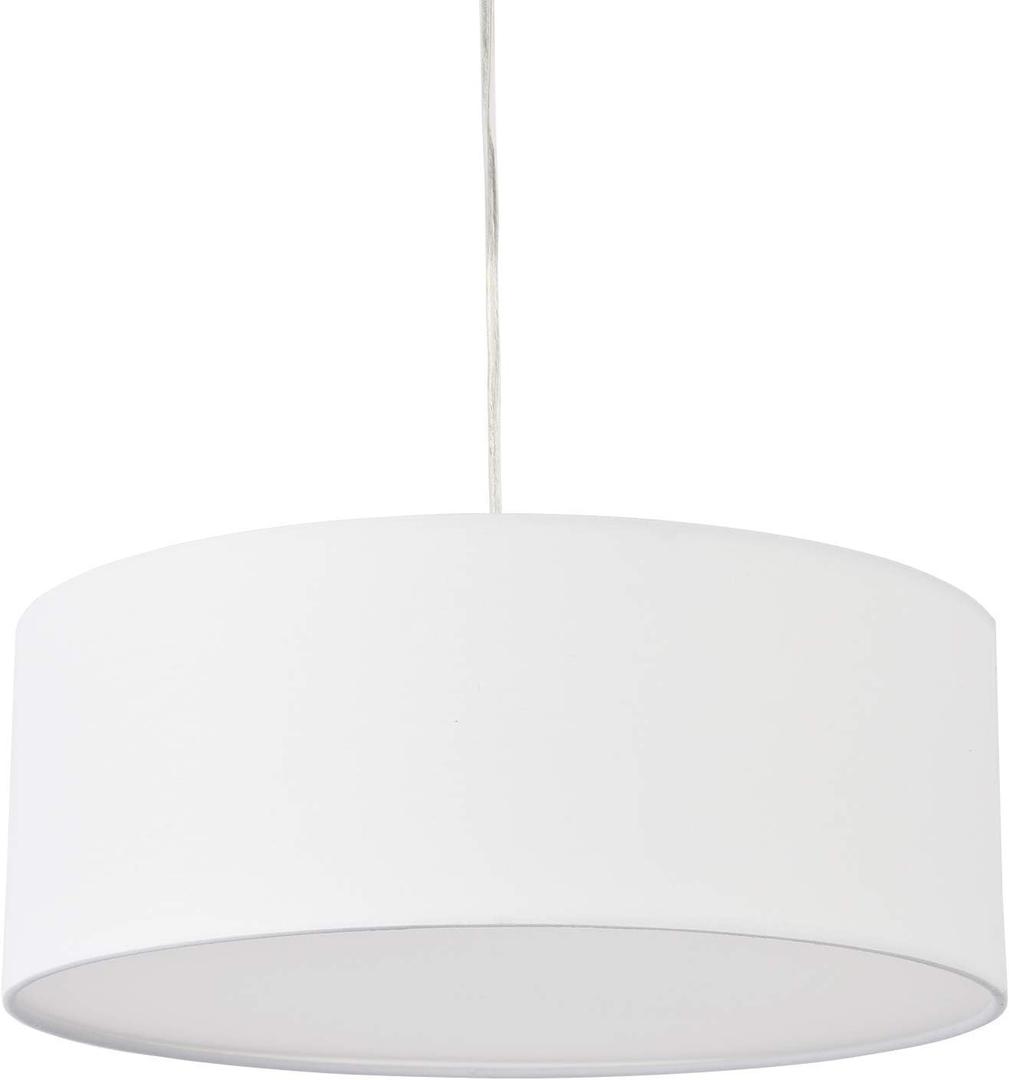 Modern 3-Light White Drum Pendant Light Fixture, 16''Nickel Fabric Shade, Acrylic Diffuser,Hanging Ceiling Lights,Simple Mid-Century Chandelier for Entryway,Hallway,Dining Room,Bedroomand Foyer
