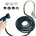 Indoor Sink Hose Attachment for Faucet - (50 FT) Faucet Hose with 7 Adapters for Kitchen Sink Bathroom Sink Faucet, Watering Houseplants, Washing Pets, Household Cleaning, Car Washing