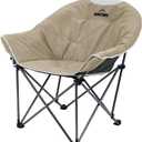 OUTDOOR LIVING SUNTIME Sofa Chair, Oversize Padded Moon Leisure Portable Stable Comfortable Folding Chair for Camping, Hiking, Carry Bag (Beige)