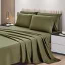 Chezmoi Collection 4-Piece Olive Green Sheet Set Twin - Extra Soft Breathable Brushed Microfiber Bed Sheets with 15" Deep Pocket & 2 Pillowcases