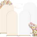 Arch Backdrop Cover Set of 2(6ft/7.2ft) Double Color Wedding Arch Cover Spandex Fitted Arch Covers,Round Top Arch Backdrop Cover for Baby Party Birthday Banquet Shower (White+Cream)