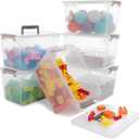 Citylife 6 Packs 6 QT Plastic Storage Bins with Latching Lids Clear Storage Box with handle Stackable Storage Containers for Organizing Snacks, Crafts, Toys, Tools