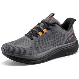 FitVille Mens Walking Shoes Wide Width Lightweight Cushioned Workout Sneakers Pain Relief (9 X-Wide, Black Gray)