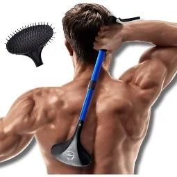 EASACE Telescopic Back Scratcher with Long Handle 21.5 Inch Adjustable Backscratchers Telescoping for Women Men Pregnant Extendable Head Body Scratcher Retractable OverSized Bristled Scratcher（Blue）